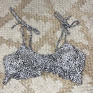 Cute ruffled poka dot bikini top